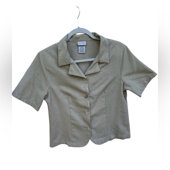 White Stag Tan Button-Up Blouse - Picture 1 of 10